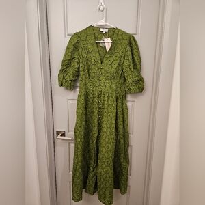 [New] Rihoas - The Puff Sleeve Cutout Slit Maxi Dress size M